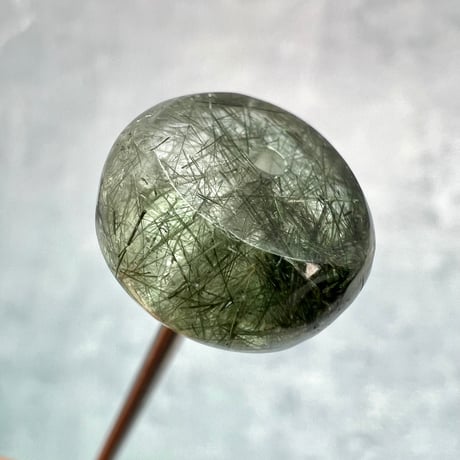 【ガネッシュヒマール産】アクチノライトイン天然ヒマラヤ水晶 タイヤ型ビーズ⑤/Ganesh Himal Actinolite in Himalayan Quartz Tire beads