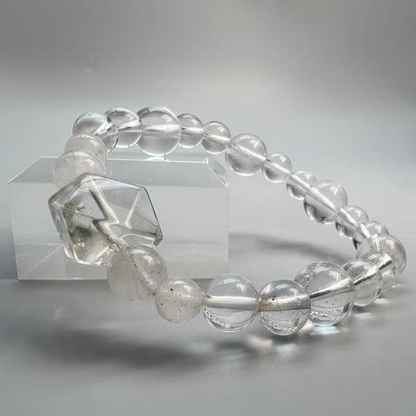 【カイラス産】"手磨き"天然ヒマラヤ水晶デザインブレスレット/Kailash Himalayan Quartz Design Bracelet