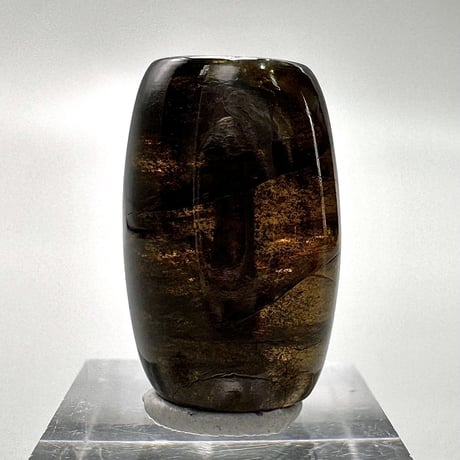 ネパール産ドラバイトトルマリン"手磨き加工"樽型ビーズ/Nepal Dravite Tourmaline Barrel Shaped Beads