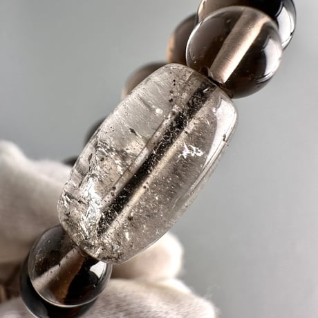 ガネッシュヒマール産ヒマラヤ水晶&ガウリシャンカール産スモーキークォーツデザインブレスレット/GaneshHimal&Gaurishankar Design Bracelet