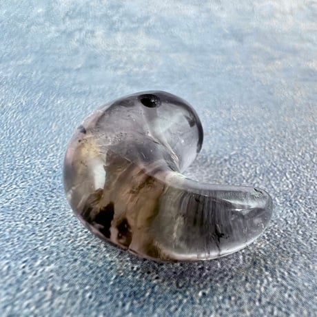 【ガウリシャンカール産】天然ヒマラヤスモーキークォーツ"手磨き加工"勾玉ビーズ⑤/Gaurishankar Himalayan Smoky  Quartz Magatama Beads