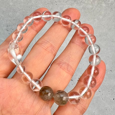 【ガネッシュヒマール産】天然ヒマラヤ水晶"ハート"デザインブレスレット/Ganesh Himal Himalayan Quartz "Heart"Design Bracelet
