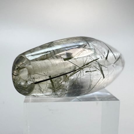 【ガネッシュヒマール産】アクチノライトイン天然ヒマラヤ水晶 樽型ビーズ①/Ganesh Himal Actinolite in Himalayan Quartz barrel beads
