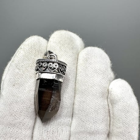 【ガウリシャンカール産】天然ヒマラヤスモーキークォーツ シルバー925ペンダントトップ/GauriShankar Himalayan Smoky Quartz S/V925Pendant Top