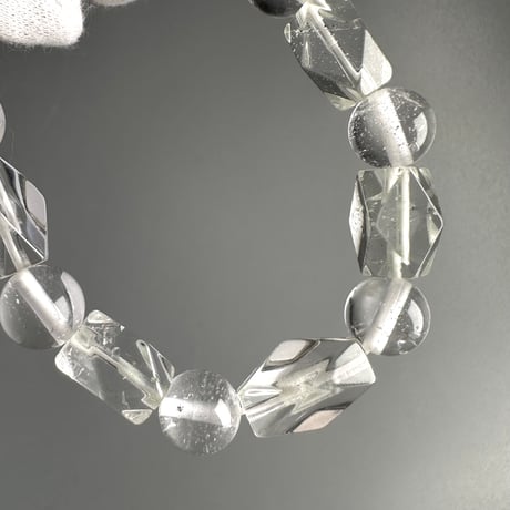 【デザインブレスレット】カイラス産＋アンナプルナ産"手磨き加工"天然ヒマラヤ水晶/Kailash + Annapurna Himalayan Quartz  Design Bracelet