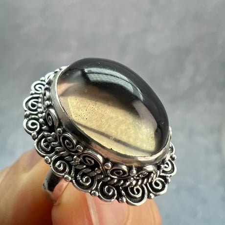 【ガウリシャンカール産】天然ヒマラヤスモーキークォーツ シルバー925デザインリング/GauriShankar Smoky Quartz Silver925 Design Ring