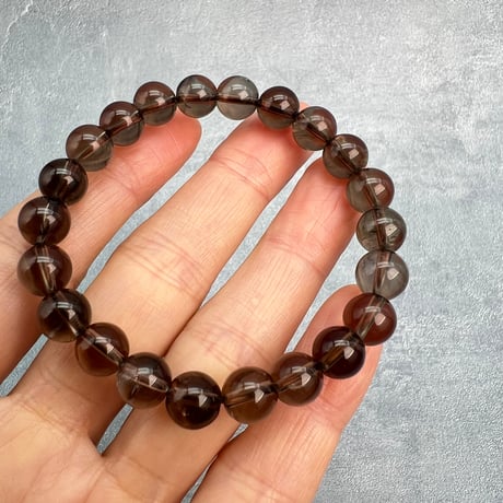 ハイクオリティ【ガウリシャンカール産】天然ヒマラヤスモーキークォーツブレスレット(8mm内径15cm)/Gaurishankar Himalayan Smoky Quartz Bracelet