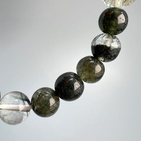 【ガネッシュヒマール産】アクチノライトイン天然ヒマラヤ水晶デザインブレスレット/Ganesh Himal Actinolite in Himalayan Quartz Design Bracelet