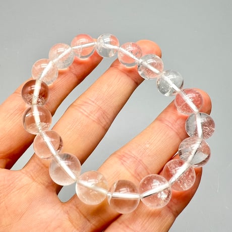 【カイラス産】"手磨き加工"天然ヒマラヤ水晶ブレスレット(10mm内径15cm)①/Kailash Himalayan Quartz Bracelet