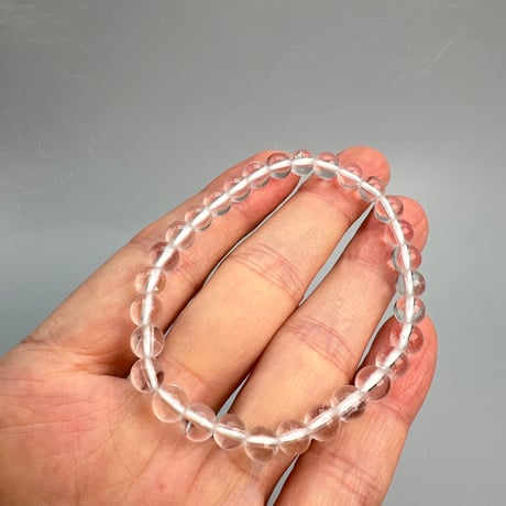 【ハイクオリティー】ガネッシュヒマール産天然ヒマラヤ水晶ブレスレット6mm内径15.5cm/High Quality Ganesh Himal Himalayan Quartz Bracelet