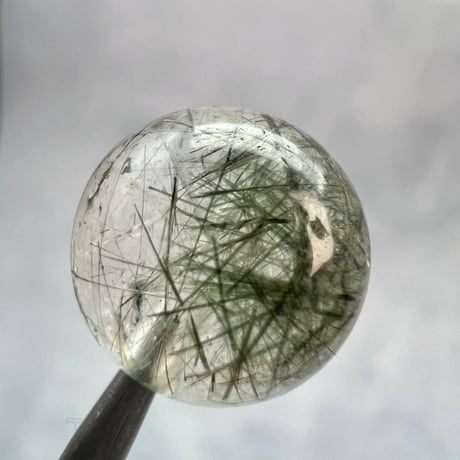 【ガネッシュヒマール産】アクチノライトイン天然ヒマラヤ水晶ビーズ⑭/Ganesh Himal Actinolite in Himalayan Quartz beads