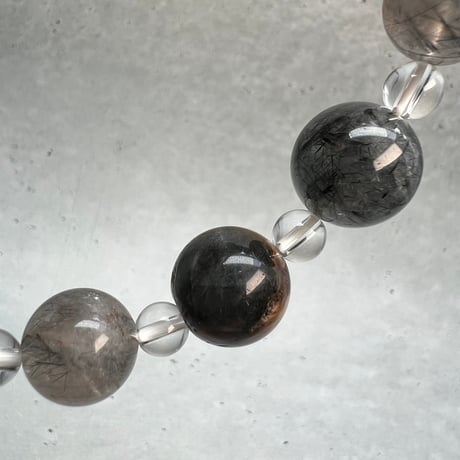 【ガネッシュヒマール産】アクチノライトイン天然ヒマラヤ水晶デザインブレスレット/Ganesh Himal Actinolite in Himalayan Quartz Design Bracelet