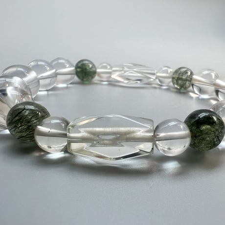 【デザインブレスレット】カイラス×ガネッシュヒマール天然ヒマラヤ水晶デザインブレスレット/Kailash×Ganesh Himal Himalayan Quartz Design Bracelet