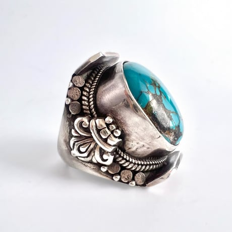 天然チベット産ターコイズSV925リング/Tibetan Turquoise SV925Ring
