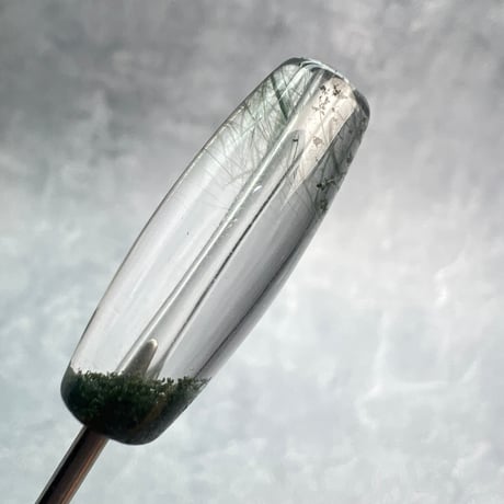 【ガネッシュヒマール産】アクチノライト&クローライトイン天然ヒマラヤ水晶 樽型ビーズ⑫/Ganesh Himal Actinolite&Chlorite in barrel beads
