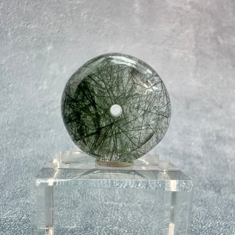 【ガネッシュヒマール産】アクチノライトイン天然ヒマラヤ水晶 タイヤ型ビーズ①/Ganesh Himal Actinolite in Himalayan Quartz Tire beads