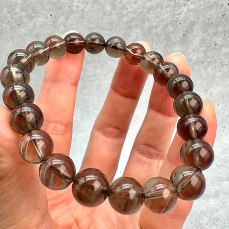 【ガウリシャンカール産】天然ヒマラヤスモーキークォーツブレスレット9mm内径18/Gaurishankar Himalayan Smoky Quartz Bracelet