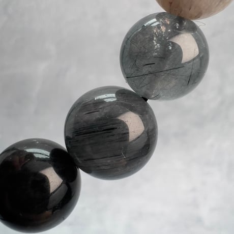 【ガネッシュヒマール産】アクチノライトイン天然ヒマラヤ水晶ブレスレット/Ganesh Himal Actinorite in Himalayan Quartz Bracelet