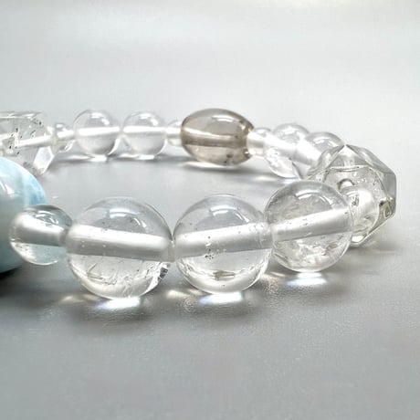 【デザインブレスレット】ラリマー×天然ヒマラヤ水晶デザインブレスレット/Larimer×Himalayan Quartz Design Bracelet