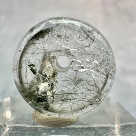 【ガネッシュヒマール産】アクチノライトイン天然ヒマラヤ水晶 タイヤ型ビーズ⑥/Ganesh Himal Actinolite in Himalayan Quartz Tire beads