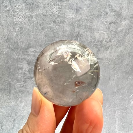 【ガウリシャンカール産】ナチュラルレインボーイン天然スモーキーヒマラヤ水晶丸玉/GauriShankar Natural Rainbow In Smoky Quartz Sphere