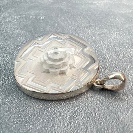 【ガネッシュヒマール産】天然ヒマラヤ水晶 "シュリヤントラ"シルバーペンダントトップ①/Ganesh Himal Himalayan Quartz "Shri Yantra"S/V Pendant