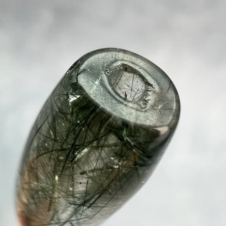 【ガネッシュヒマール産】アクチノライトイン天然ヒマラヤ水晶 樽型ビーズ⑨/Ganesh Himal Actinolite in Himalayan Quartz barrel beads