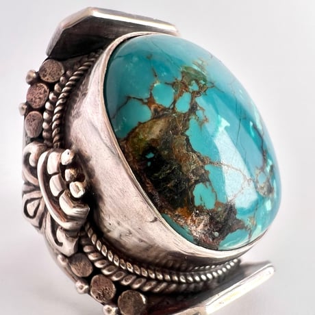 天然チベット産ターコイズSV925リング/Tibetan Turquoise SV925Ring