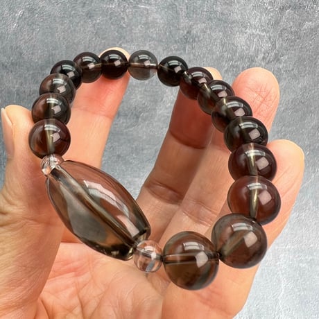 【デザインブレスレット】ガウリシャンカール産天然ヒマラヤスモーキークォーツ/Gaurishankar SmokyQuartz Design Bracelet