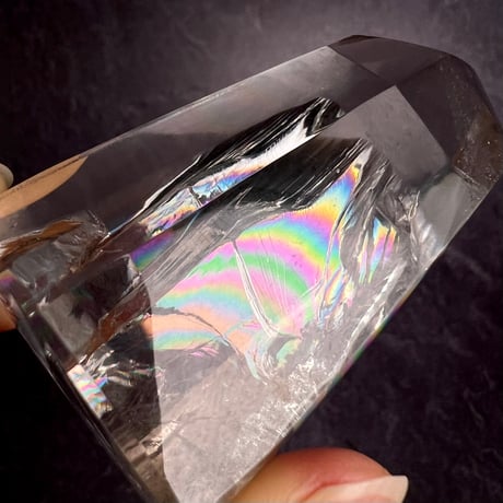 【ガネッシュヒマール産】レインボー入り天然ヒマラヤ水晶ポリッシュポイント/Ganesh Himal Rainbow In Himalayan Quartz Polish Point