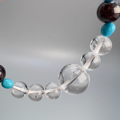 【アリゾナターコイズ×ネパールガーネット×天然ヒマラヤ水晶】デザインブレスレット/Arizona Turquoise×Nepal Garnet×Himalayan Quartz Bracelet