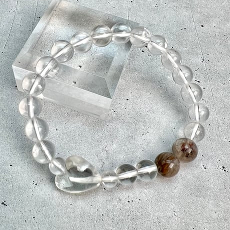 【ガネッシュヒマール産】天然ヒマラヤ水晶"ハート"デザインブレスレット/Ganesh Himal Himalayan Quartz "Heart"Design Bracelet