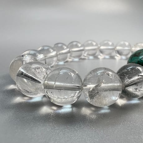 【デザインブレスレット】チベタンターコイズ×ガネッシュヒマール天然ヒマラヤ水晶/Tibetan Turquoise×Ganesh Himal Himalayan Quartz