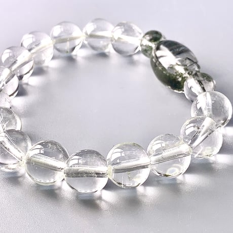 【ガネッシュヒマール産】"手磨き加工"クローライト&アクチノライトインヒマラヤ水晶ブレスレット/Ganesh Chlorite&Actinolite Himalayan Quartz