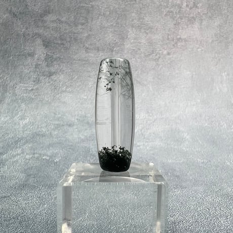 【ガネッシュヒマール産】アクチノライト&クローライトイン天然ヒマラヤ水晶 樽型ビーズ⑫/Ganesh Himal Actinolite&Chlorite in barrel beads