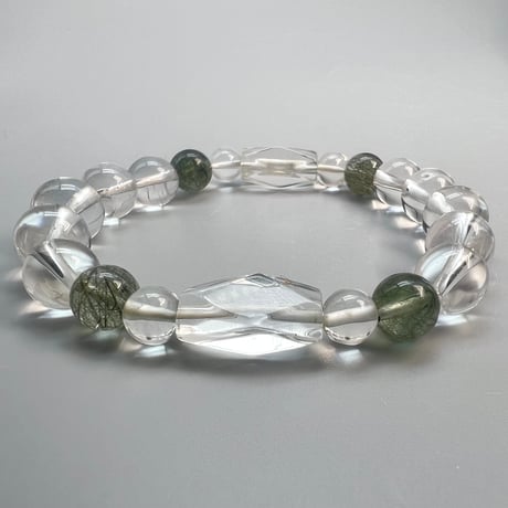 【デザインブレスレット】カイラス×ガネッシュヒマール天然ヒマラヤ水晶デザインブレスレット/Kailash×Ganesh Himal Himalayan Quartz Design Bracelet