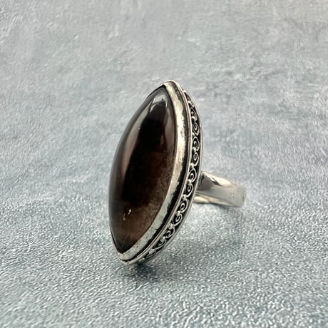 【ガウリシャンカール産】天然ヒマラヤスモーキークォーツ シルバー925デザインリング/GauriShankar Smoky Quartz Silver925 Design Ring