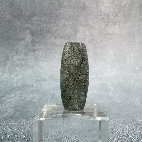 【ガネッシュヒマール産】アクチノライトイン天然ヒマラヤ水晶 樽型ビーズ⑧/Ganesh Himal Actinolite in Himalayan Quartz barrel beads