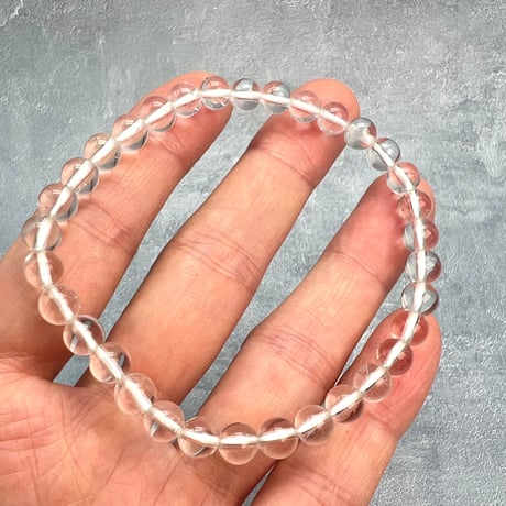 【ガネッシュヒマール産】天然ヒマラヤ水晶ブレスレット6mm内径18cm/Ganesh Himal Himalayan Quartz Bracelet