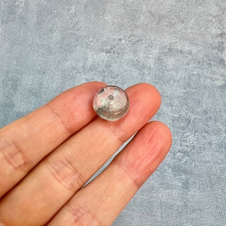 【ガネッシュヒマール産】アクチノライトイン天然ヒマラヤ水晶 タイヤ型ビーズ⑥/Ganesh Himal Actinolite in Himalayan Quartz Tire beads