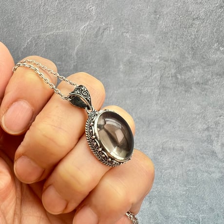 【ガウリシャンカール産】天然ヒマラヤスモーキークォーツ シルバー925ペンダントトップ/GauriShankar Smoky Quartz Silver925 Pendant Top