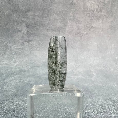 【ガネッシュヒマール産】アクチノライトイン天然ヒマラヤ水晶 樽型ビーズ⑨/Ganesh Himal Actinolite in Himalayan Quartz barrel beads