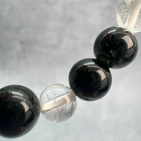 【ガネッシュヒマール産】アクチノライトイン天然ヒマラヤ水晶デザインブレスレット/Ganesh Himal Actinolite in Himalayan Quartz Design Bracelet