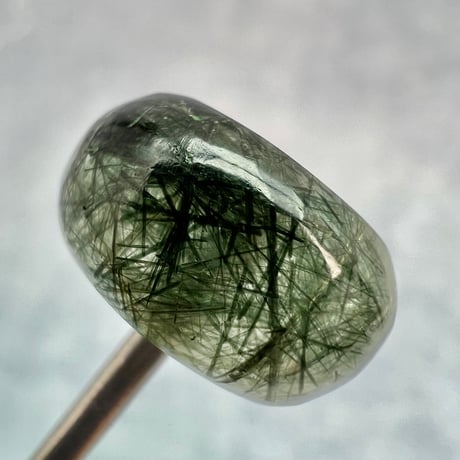 【ガネッシュヒマール産】アクチノライトイン天然ヒマラヤ水晶 タイヤ型ビーズ⑤/Ganesh Himal Actinolite in Himalayan Quartz Tire beads