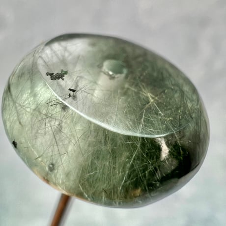 【ガネッシュヒマール産】アクチノライトイン天然ヒマラヤ水晶 タイヤ型ビーズ②/Ganesh Himal Actinolite in Himalayan Quartz Tire beads