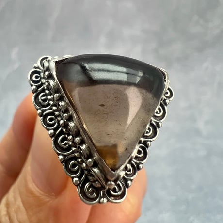 【ガウリシャンカール産】天然ヒマラヤスモーキークォーツ シルバー925デザインリング/GauriShankar Smoky Quartz Silver925 Design Ring