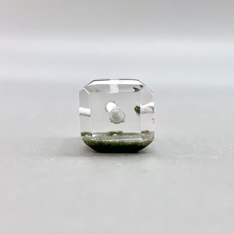 Mt.Fuji浄化🗻 【ガネッシュヒマール産】クローライトインヒマラヤ水晶"手磨き加工"スクエアビーズ2P1⃣/Ganesh Himal Chlorite  in Himalayan Quartz