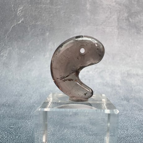 【ガウリシャンカール産】天然ヒマラヤスモーキークォーツ"手磨き加工"勾玉ビーズ⑤/Gaurishankar Himalayan Smoky  Quartz Magatama Beads