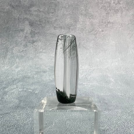 【ガネッシュヒマール産】アクチノライト&クローライトイン天然ヒマラヤ水晶 樽型ビーズ⑫/Ganesh Himal Actinolite&Chlorite in barrel beads