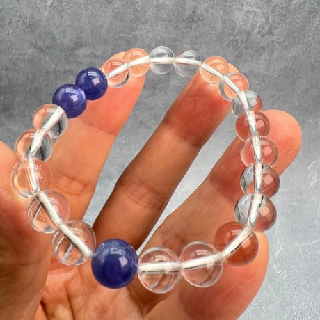 【デザインブレスレット】ガネッシュヒマール産ヒマラヤ水晶×タンザナイトデザインブレスレット②/Ganesh Himal Himalayan Quartz+Tanzanite